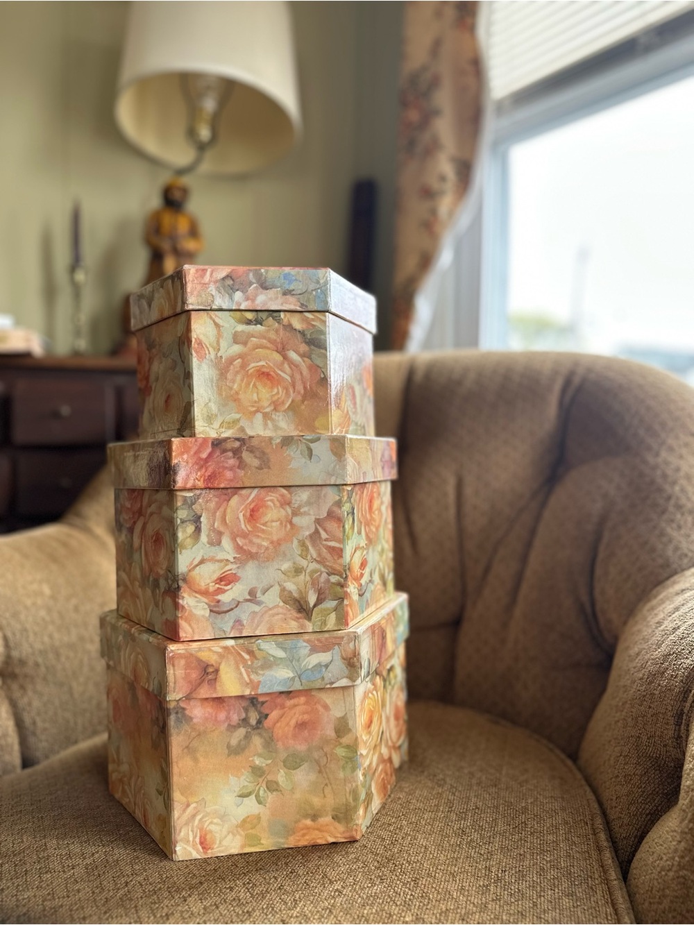 Vintage Bridal & Floral Inspired Hexagonal Decoupage Nesting Boxes